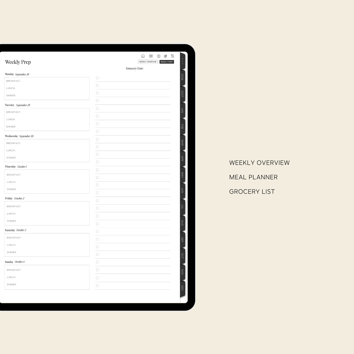 2026-2027 Digital Weekly Planner Bundle