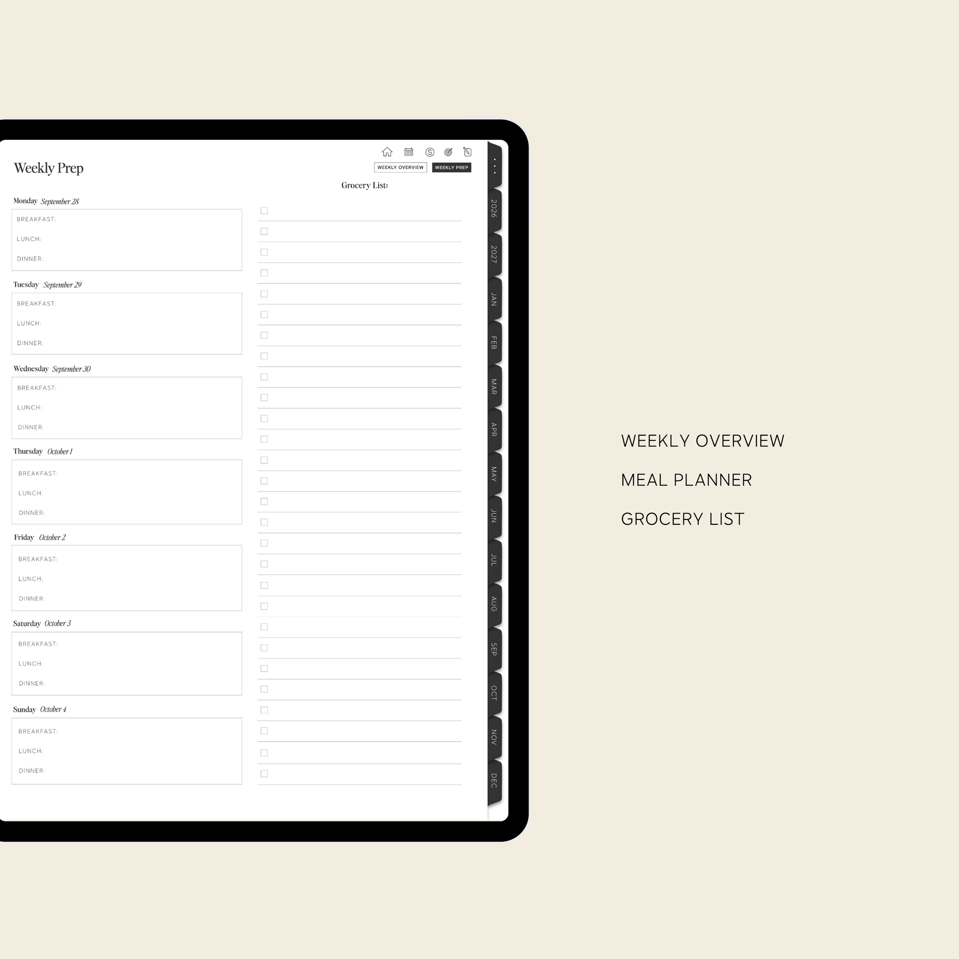 2026-2027 Digital Weekly Planner Bundle