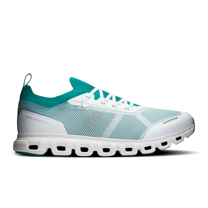 On Cloud sneaker in White / Teal colorway, side view