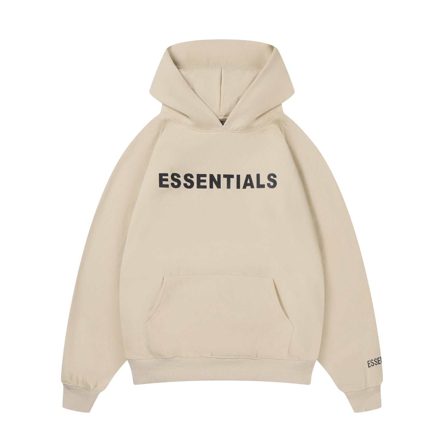 Essentials Hoodie - Tan Oversized Long-Sleeve Pullover Unisex