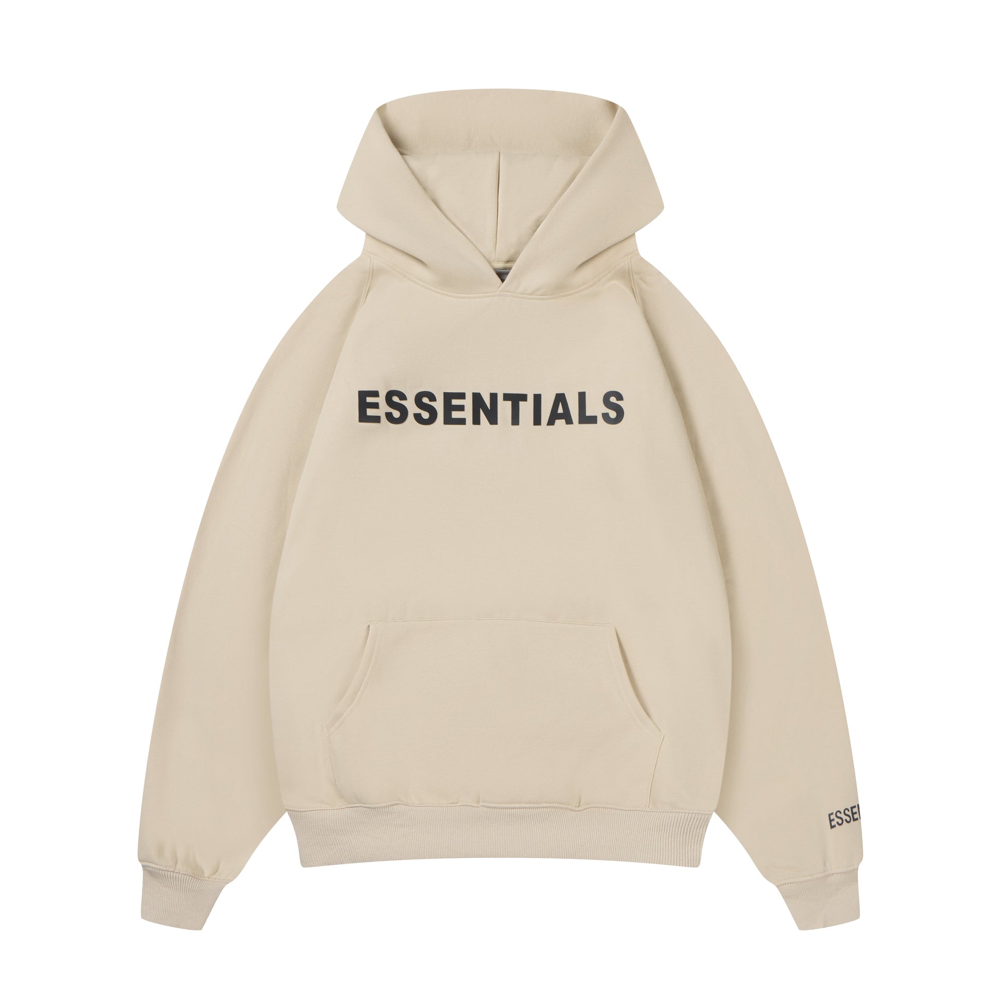 Essentials Hoodie - White Oversized Long-Sleeve Pullover Unisex