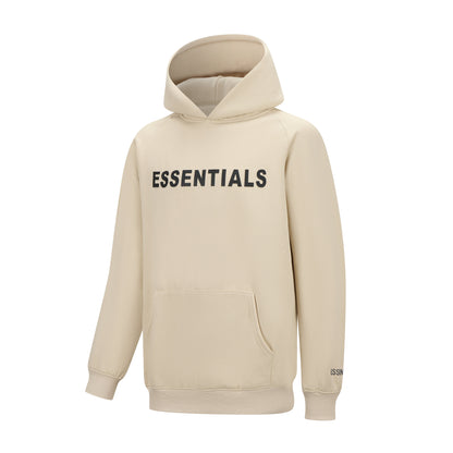 Essentials Hoodie - Cream Oversized Long-Sleeve Pullover Unisex
