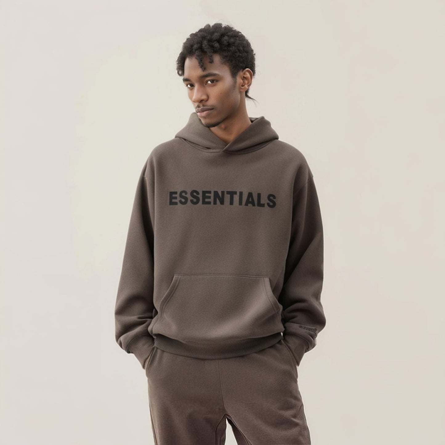 Essentials Hoodie - White Oversized Long-Sleeve Pullover Unisex