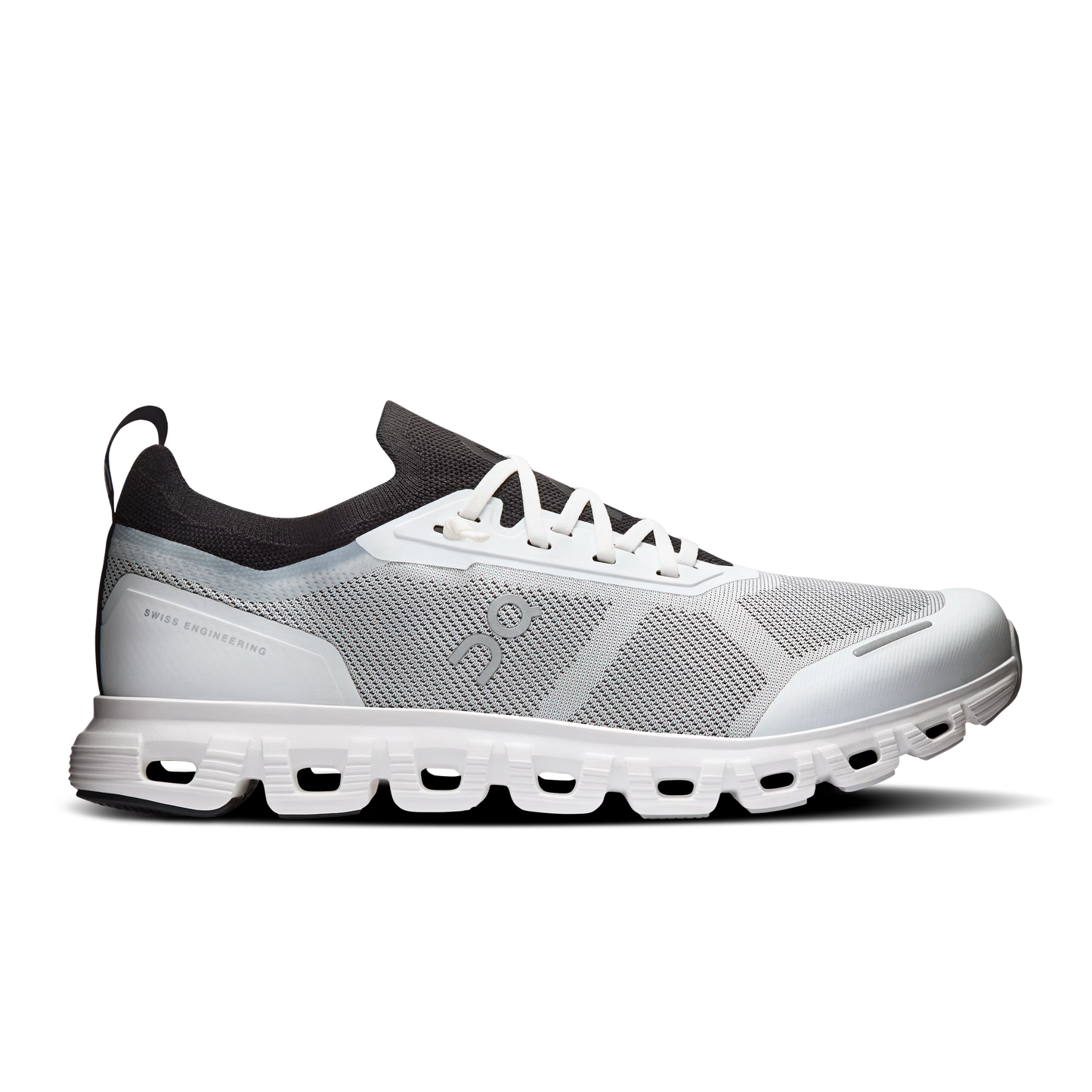 On Cloud sneaker in White / Black colorway, side view