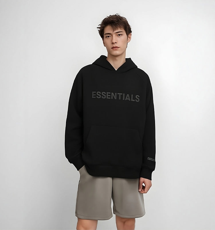 Essentials Hoodie - Tan Oversized Long-Sleeve Pullover Unisex